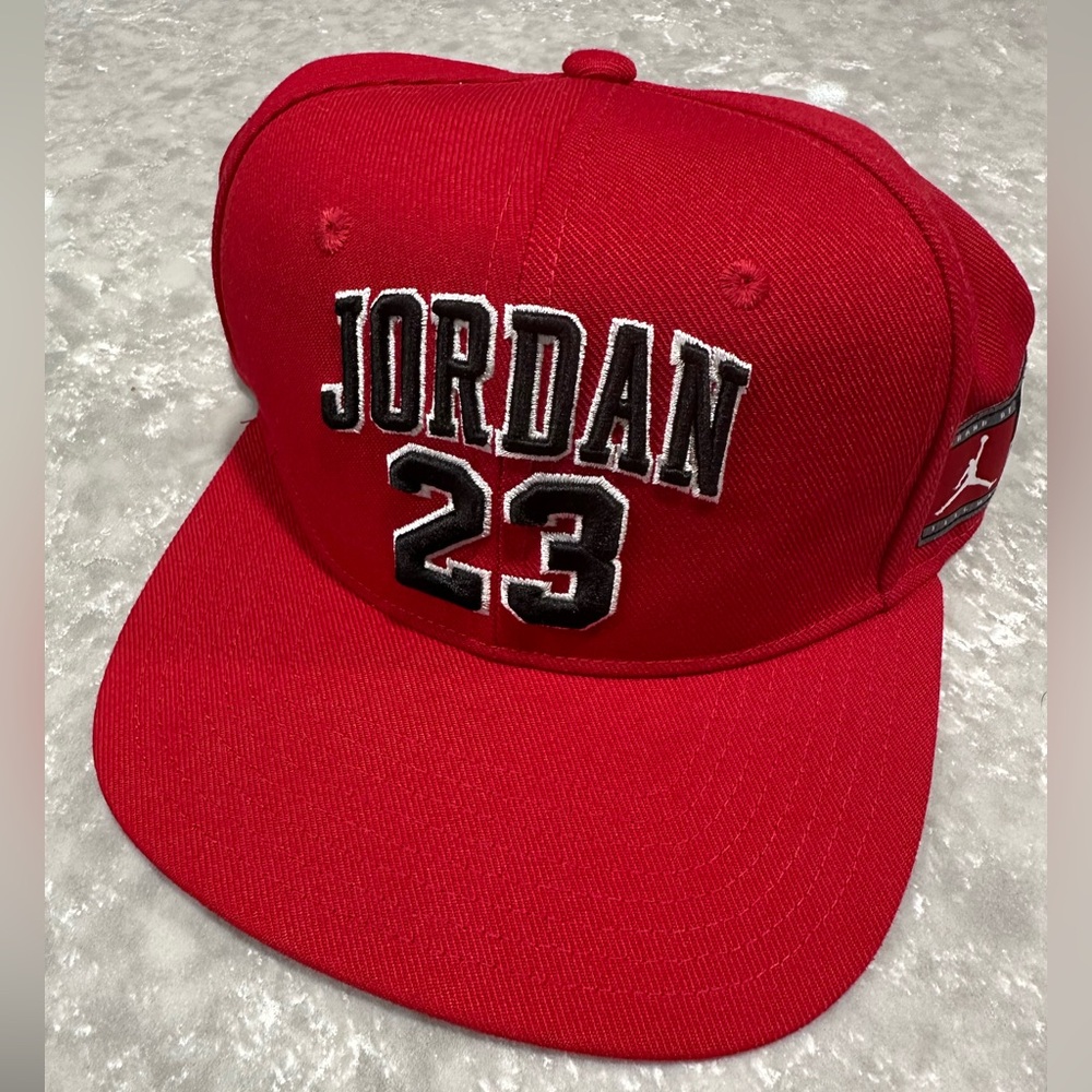 Jordan 23 Snapback Flat Brim Cap Hat Red Youth Adjustable One Size 8/20